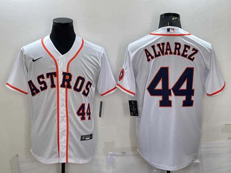 Mens Houston Astros #44 Yordan Alvarez Number White With Patch Stitched MLB Cool Base Nike Jersey->houston astros->MLB Jersey